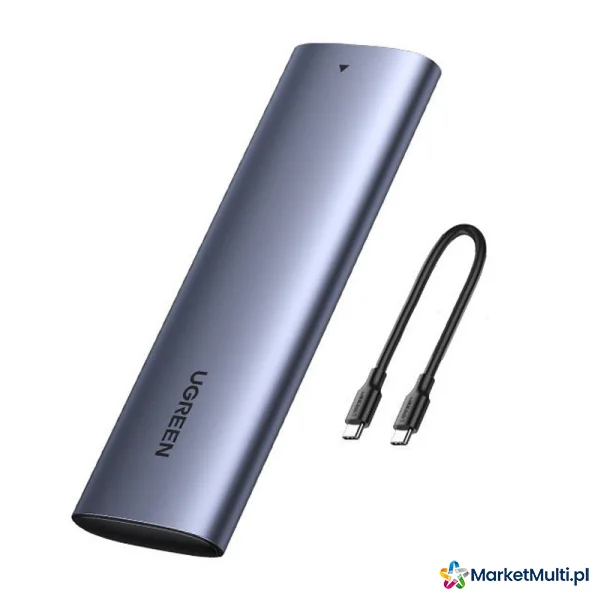 Kieszeń obudowa na dysk SSD M.2 SuperSpeed 10Gbps + kabel USB-C 0.5m szary