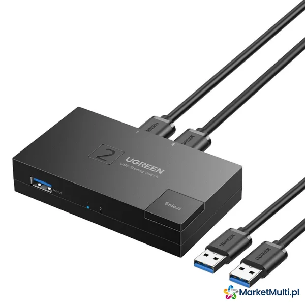 Switch przełącznik USB 3.0 dwukierunkowy na dwa komputery czarny