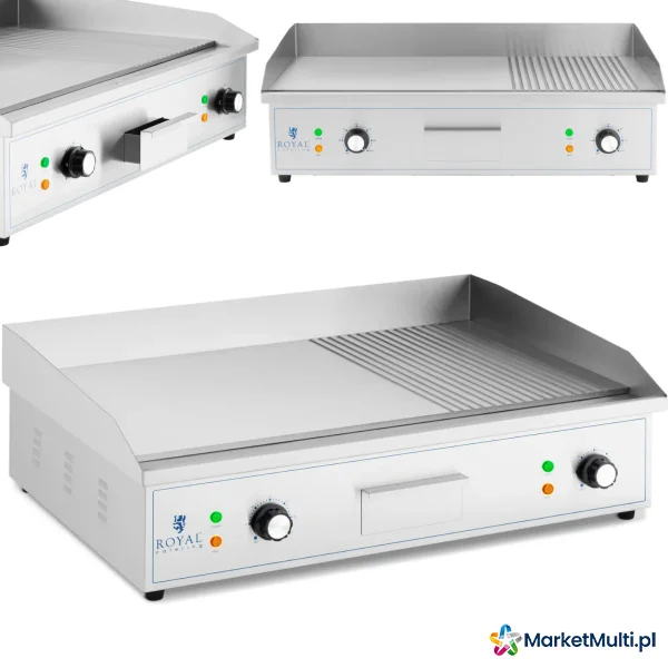 Grill elektryczny płyta grillowa gładka ryflowana 727 x 420 mm 4400 W
