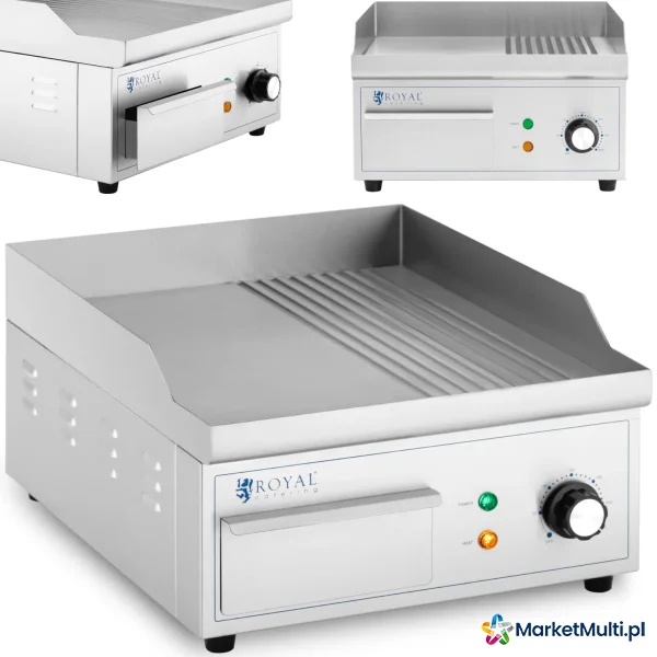 Grill elektryczny płyta grillowa gładka ryflowana 360 x 380 mm 2000 W