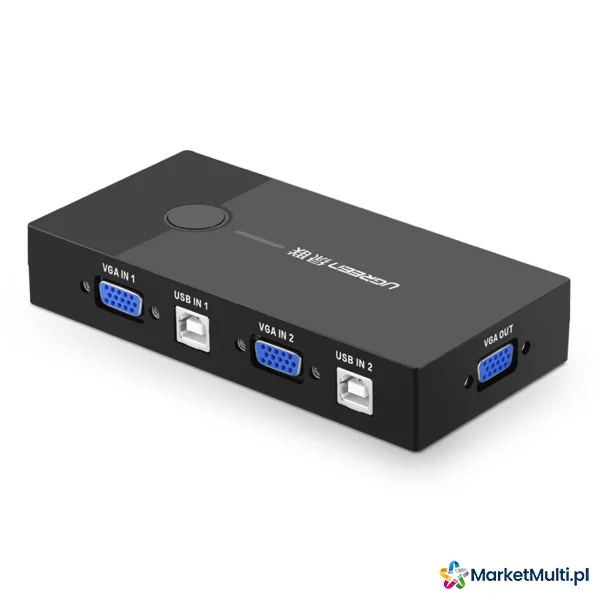 Przełącznik switch KVM 30357 dwa komputery jedna klawiatura mysz i monitor czarny