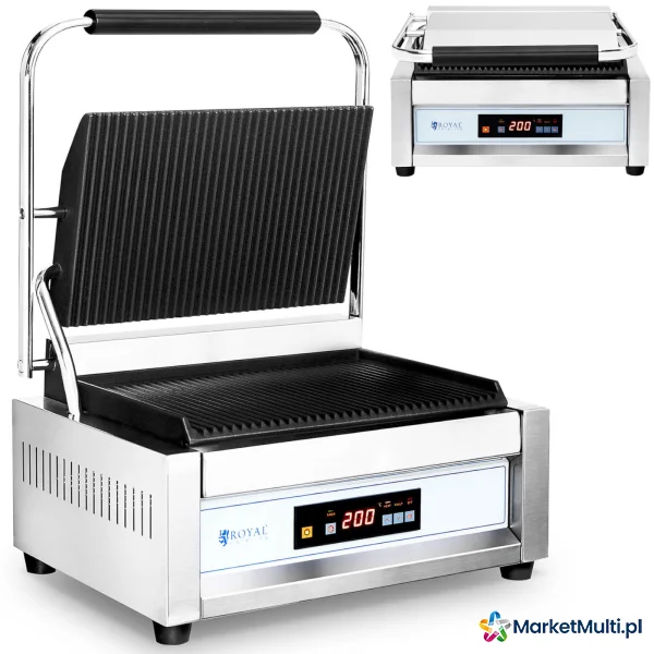 Grill kontaktowy ryflowany sterowany elektronicznie 34 x 23 cm 2200 W