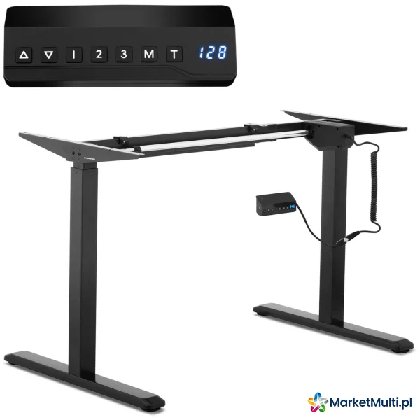 Stelaż rama biurka z elektryczną regulacją wysokości 73-123 cm do 80 kg CZARNY