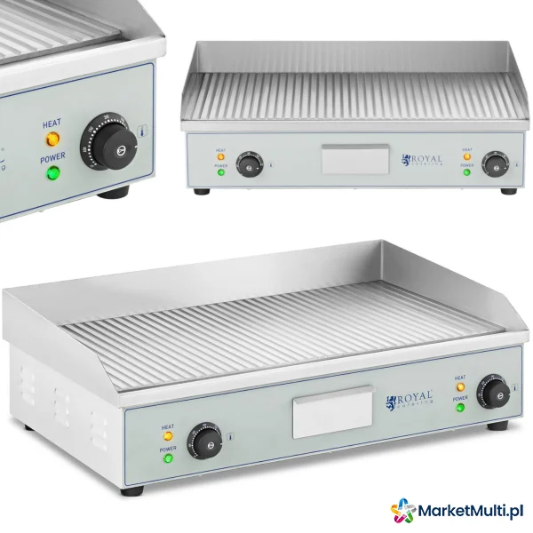 Grill elektryczny płyta grillowa ryflowana podwójna 400 x 730 mm 2 x 2000 W
