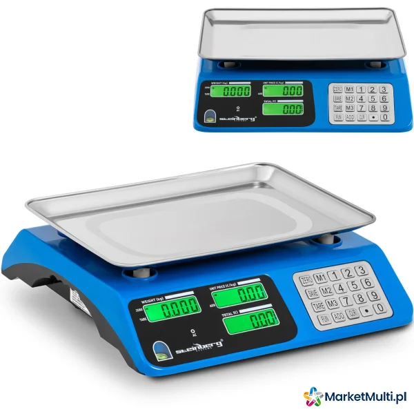 Waga sklepowa kontrolna LCD 34 x 24 cm 40 kg / 2 g niebieska