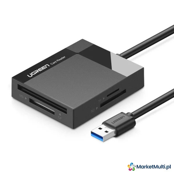 Czytnik kart pamięci SD / micro SD / CF / MS wtyczka USB 3.0 1m - czarny