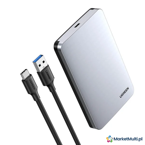 Kieszeń obudowa na dysk twardy 2.5'' SATA 3.0 6Gbps + kabel USB - USB-C 0.5m szary