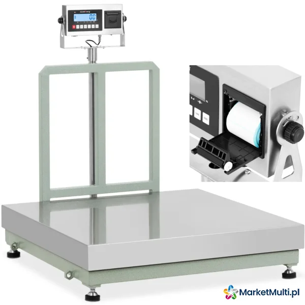 Waga platformowa z drukarką etykiet LCD 100 x 100 cm 600 kg / 50 g