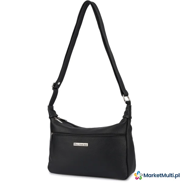 Skórzana Damska Torba listonoszka elegancka czarna Beltimore L40