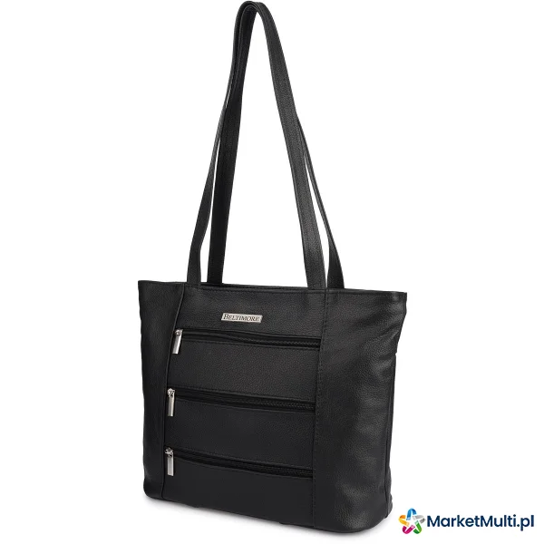 Skórzana damska torba na ramię elegancka czarna klasyczna Beltimore L44