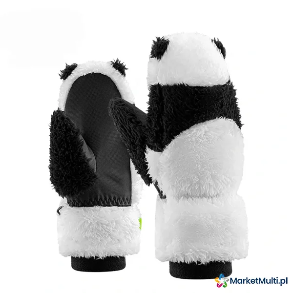 Rękawiczki narciarskie Panda dla dzieci i dorosłych rozmiar S - czarne/białe