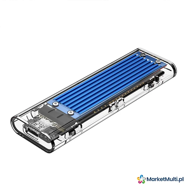 Kieszeń obudowa na dysk TCM2-C3 M.2 NVME na USB-C 10Gb/s - niebiesko-przezroczysta